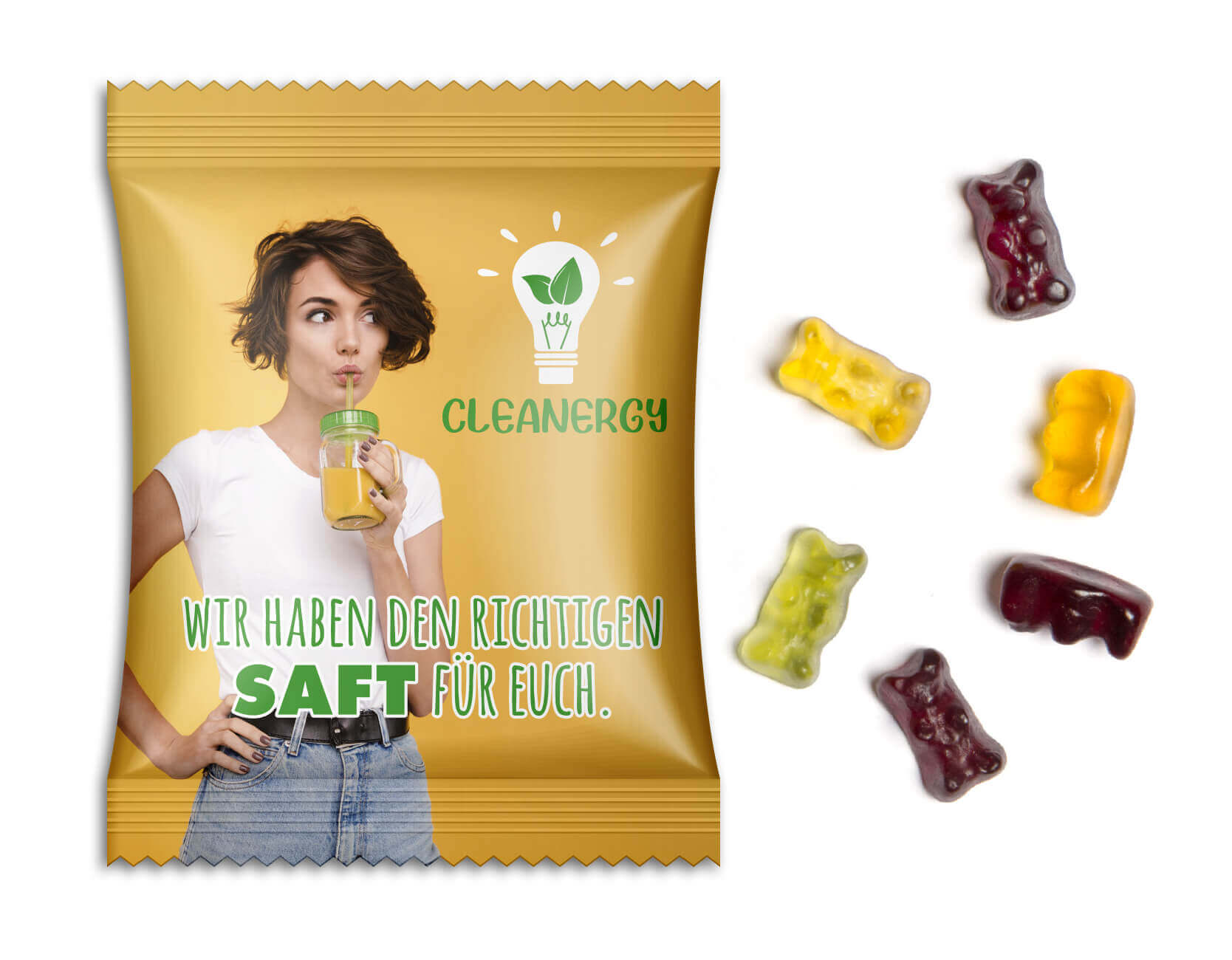10 g Fruchtsaftbärchen im Werbetütchen Mit einem Give Away als Werbegeschenk wie 10 g Fruchtsaftbärchen im Werbetütchen schenkt man Freude.