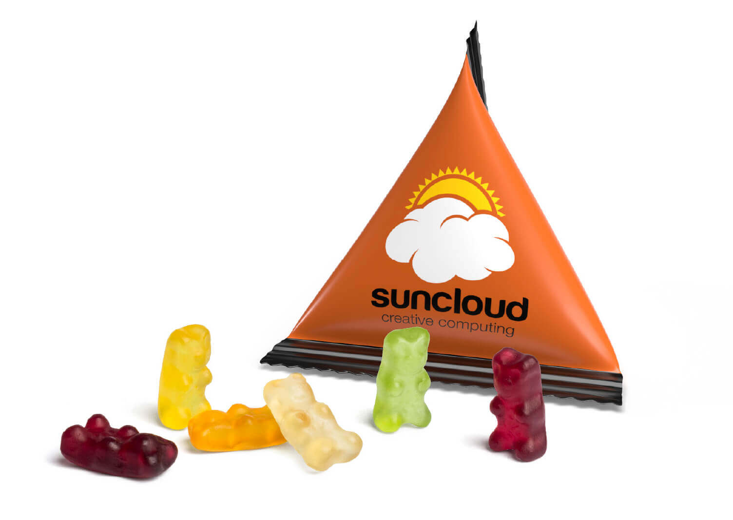 Mini Tetraeder mit Fruchtgummies Mit einem Give Away als Werbegeschenk wie Mini Tetraeder mit Fruchtgummies schenkt man Freude.