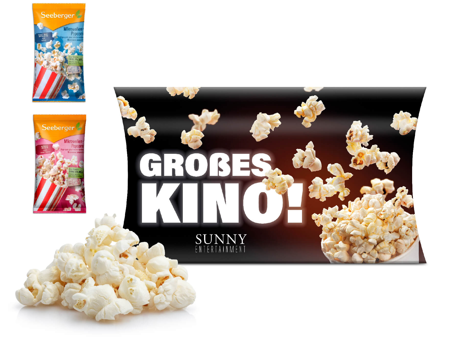 Mikrowellen-Popcorn in Werbekartonage Mit einem Give Away als Werbegeschenk wie Mikrowellen-Popcorn in Werbekartonage schenkt man Freude.
