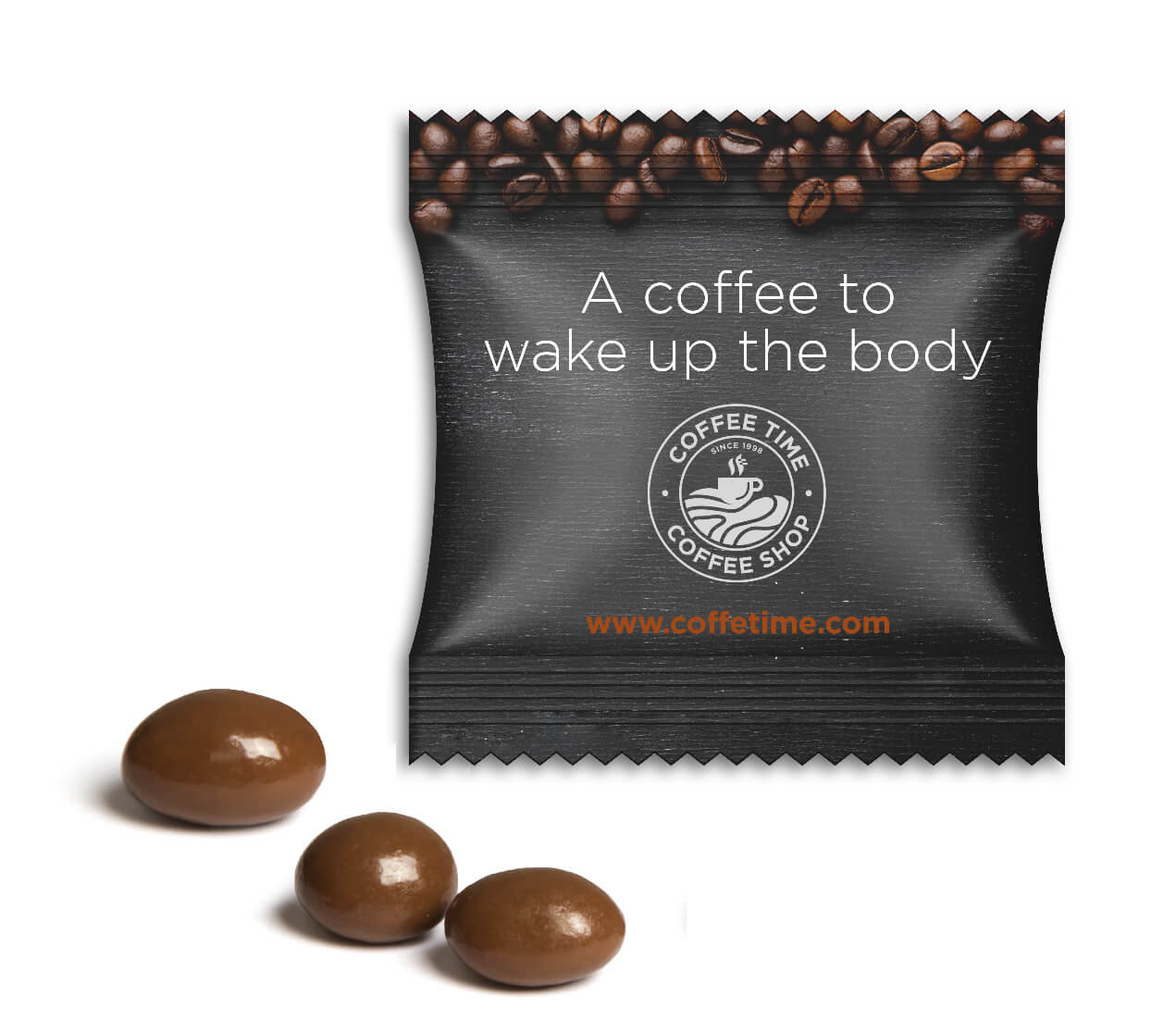 Arabica Kaffeebohne einzeln im Werbetütchen Mit einem Give Away als Werbegeschenk wie Arabica Kaffeebohne einzeln im Werbetütchen schenkt man Freude.