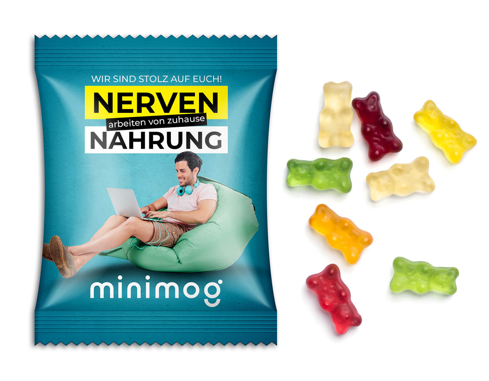 10 g Gummibärchen im Werbetütchen Mit einem Give Away als Werbegeschenk wie 10 g Gummibärchen im Werbetütchen schenkt man Freude.