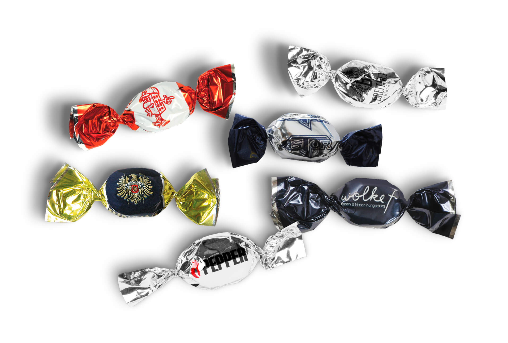 5 g Bonbons im Metallicwickler Mit einem Give Away als Werbegeschenk wie 5 g Bonbons im Metallicwickler schenkt man Freude.