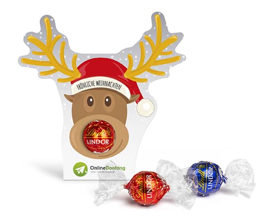 Lindt Lindor in Werbekartonage "Rentier" Mit einem Give Away als Werbegeschenk wie Lindt Lindor in Werbekartonage "Rentier" schenkt man Freude.