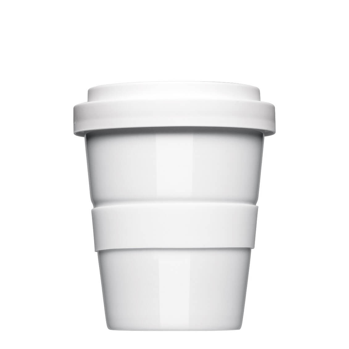 Coffee2Go Mini, Kaffeebecher to Go Form 344, mit glatter oder geriffelter Siliconbanderole Coffee2Go Mini, Kaffeebecher to Go Form 344, mit glatter oder geriffelter Siliconbanderole