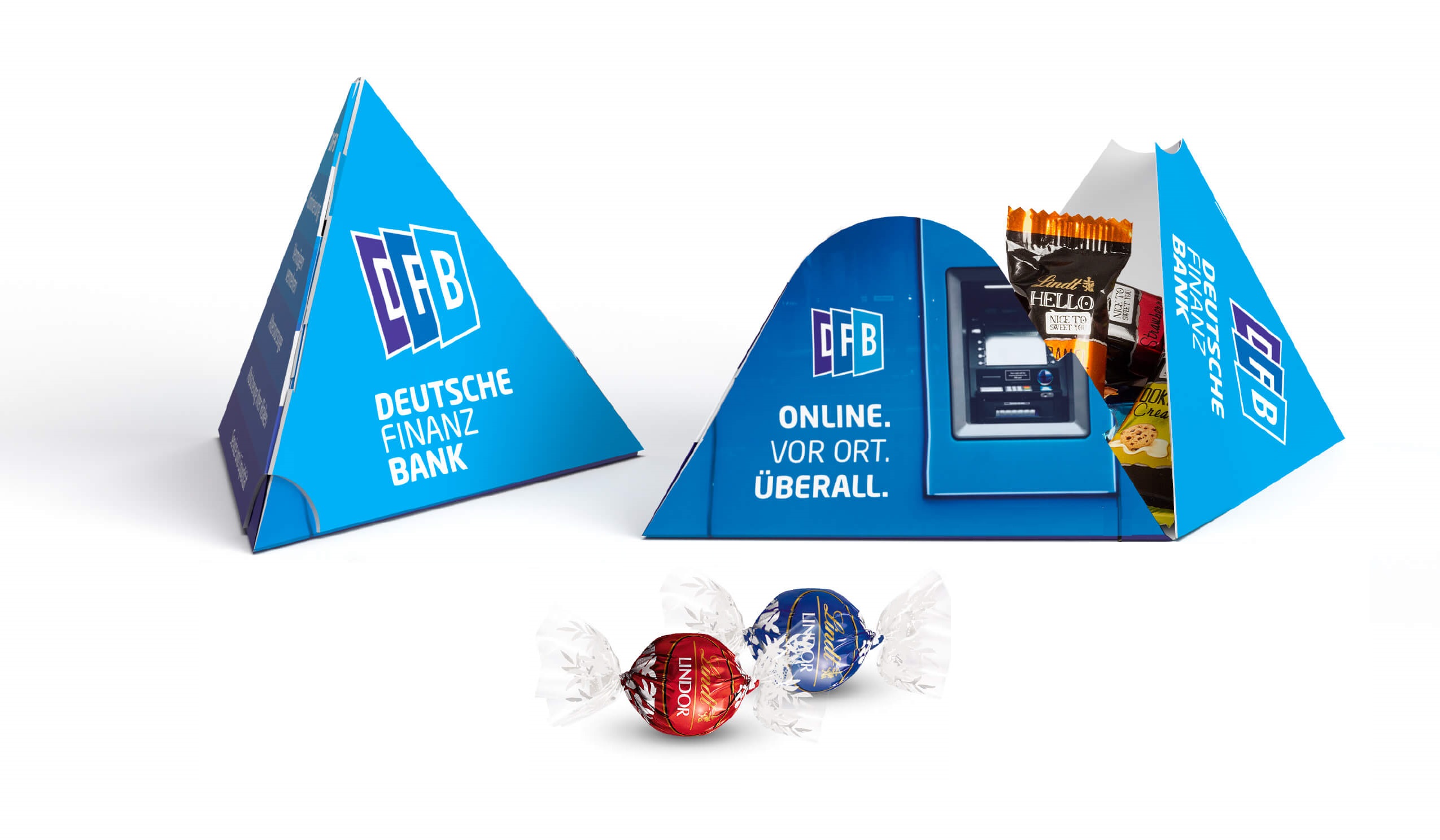 Mit einem Give Away als Werbegeschenk wie Pyramidenbox Lindt schenkt man Freude.