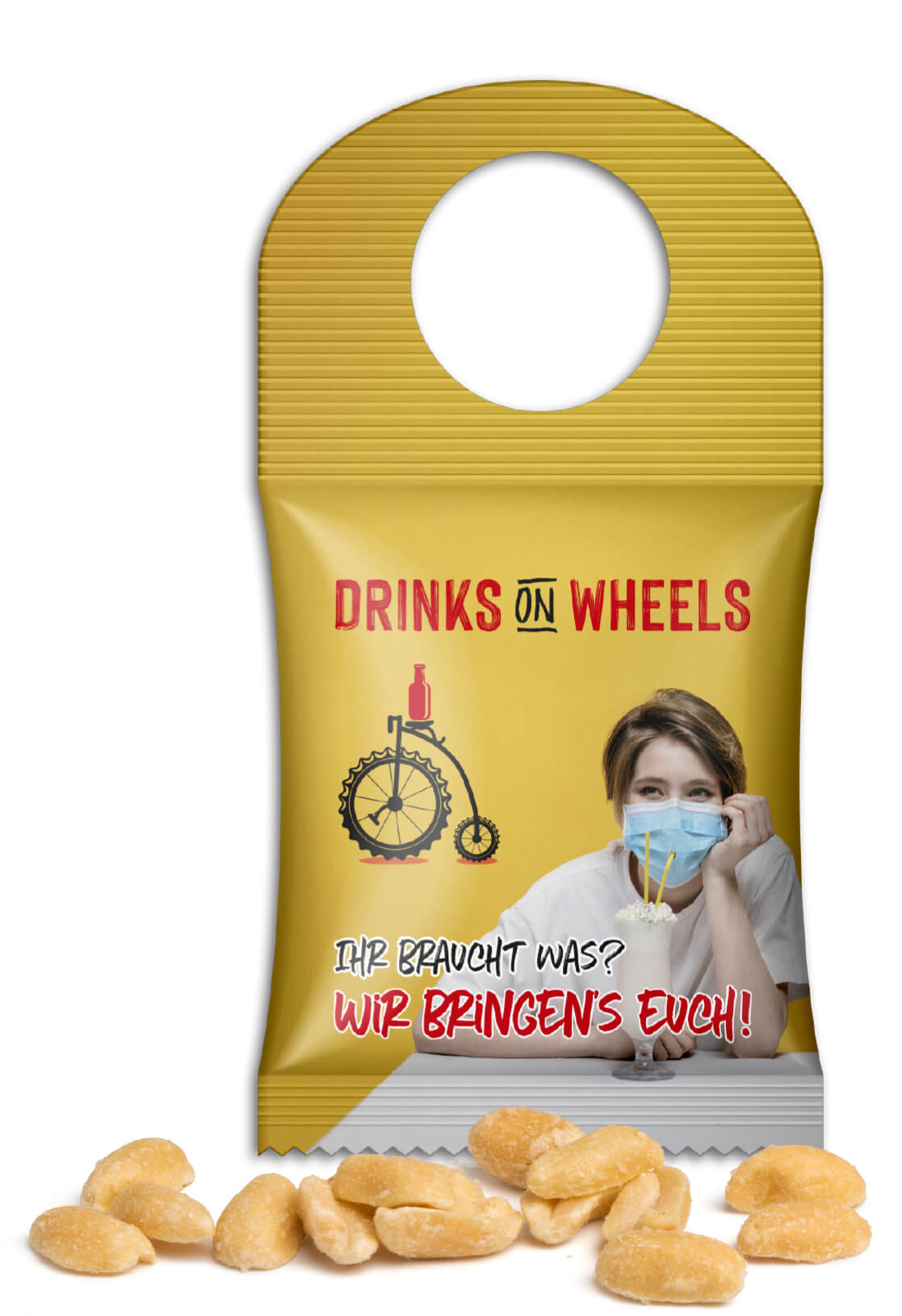 Geröstete Erdnüsse im BottleBag Mit einem Give Away als Werbegeschenk wie Geröstete Erdnüsse im BottleBag schenkt man Freude.