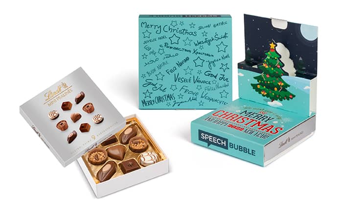 Lindt Mini Pralinés in Christmas Popup Mit einem Give Away als Werbegeschenk wie Lindt Mini Pralinés in Christmas Popup schenkt man Freude.