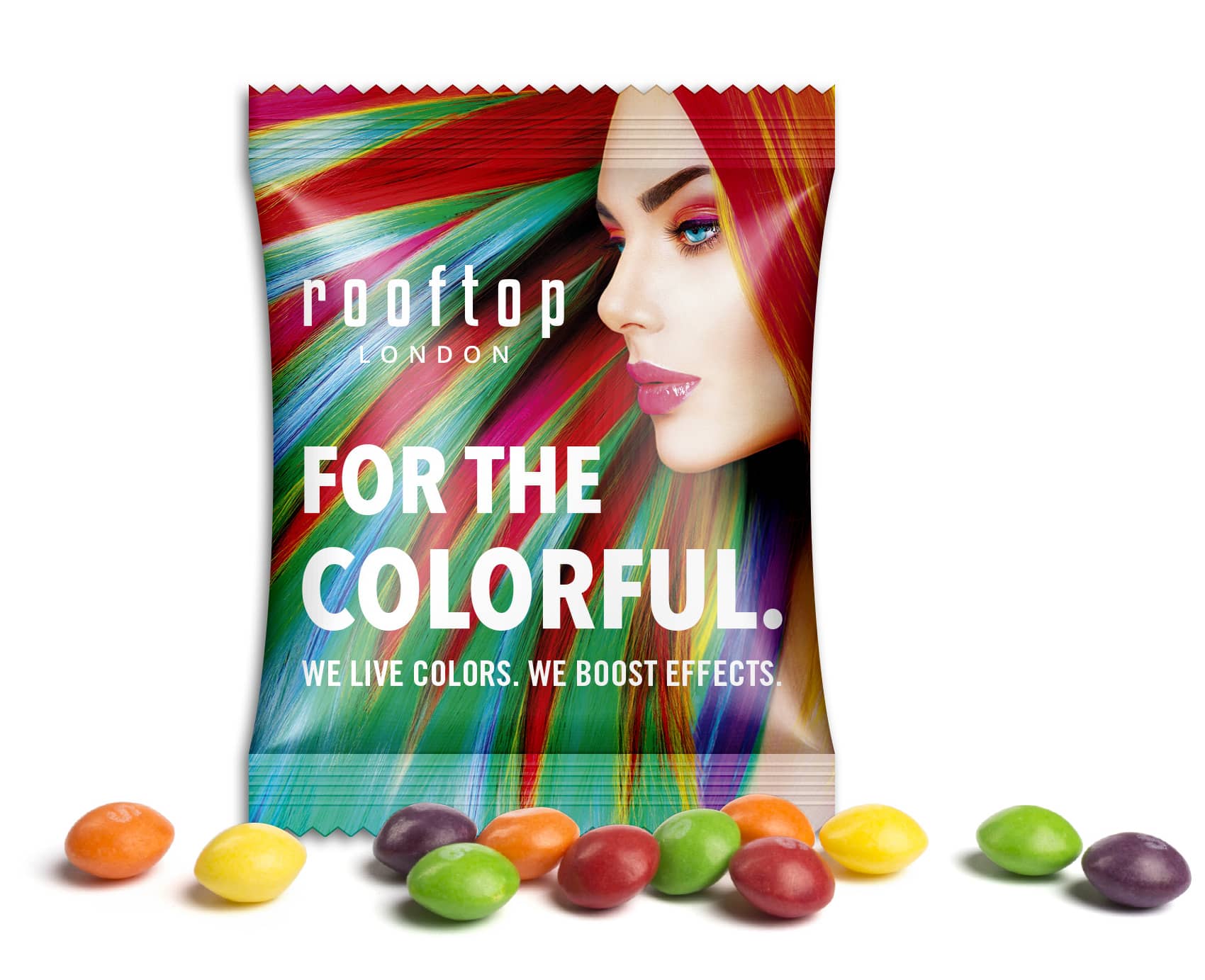 Skittles im Werbetütchen Mit einem Give Away als Werbegeschenk wie Skittles im Werbetütchen schenkt man Freude.